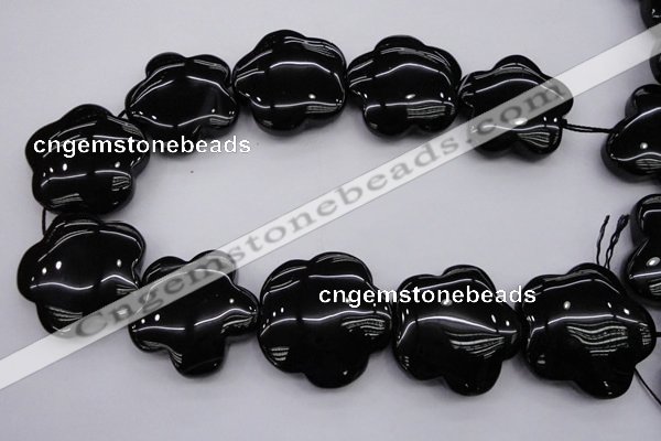 CFG956 15.5 inches 32*33mm carved flower black agate beads