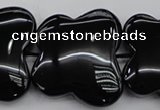 CFG959 15.5 inches 30*33mm carved butterfly black agate beads