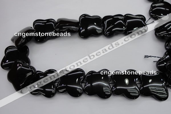 CFG959 15.5 inches 30*33mm carved butterfly black agate beads