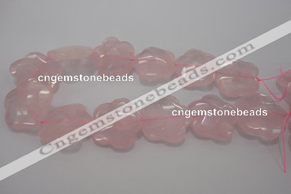 CFG967 15.5 inches 32*33mm faceted & carved flower rose quartz beads