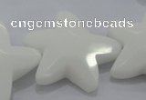 CFG969 15.5 inches 30*33mm faceted & carved star white porcelain beads