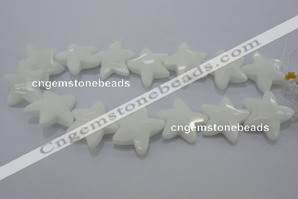 CFG969 15.5 inches 30*33mm faceted & carved star white porcelain beads