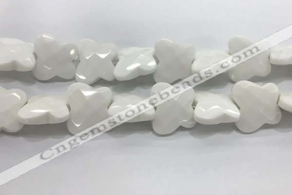 CFG972 15.5 inches 30*33mm carved butterfly white porcelain beads