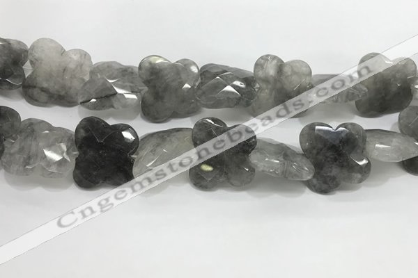 CFG975 15.5 inches 30*33mm carved butterfly cloudy quartz beads