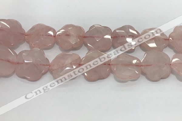 CFG978 15.5 inches 33*33mm carved flower rose quartz beads