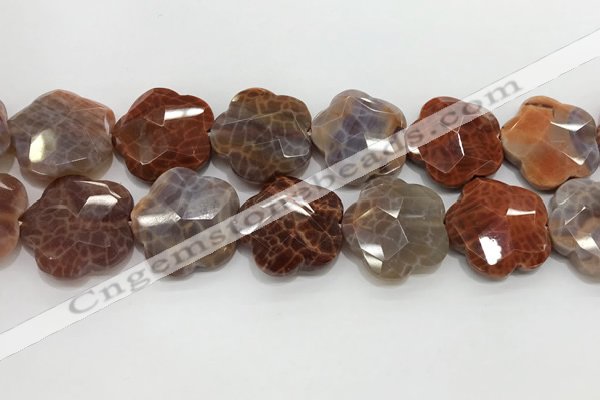 CFG979 15.5 inches 33*33mm carved flower fire agate beads