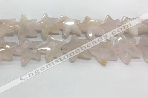 CFG983 15.5 inches 33*33mm carved star rose quartz beads