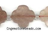 CFG995 15 inches 16mm - 17mm carved flower strawberry quartz beads