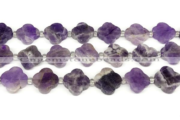 CFG996 15 inches 16mm - 17mm carved flower dogtooth amethyst beads