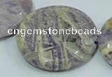 CFJ04 15.5 inches 40mm flat round natural purple flower stone beads