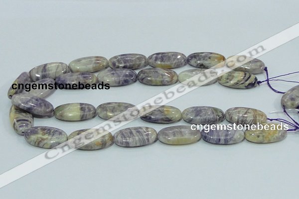 CFJ05 15.5 inches 15*30mm oval natural purple flower stone beads