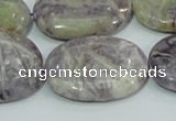 CFJ06 15.5 inches 22*30mm oval natural purple flower stone beads