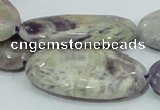 CFJ07 15.5 inches 20*40mm oval natural purple flower stone beads