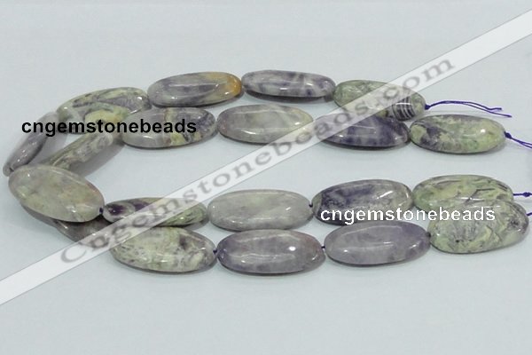 CFJ07 15.5 inches 20*40mm oval natural purple flower stone beads