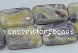 CFJ08 15.5 inches 18*25mm rectangle natural purple flower stone beads