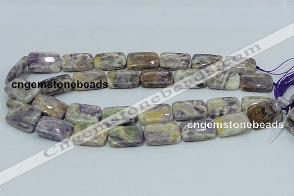 CFJ08 15.5 inches 18*25mm rectangle natural purple flower stone beads