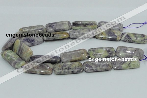 CFJ09 15.5 inches 20*40mm rectangle natural purple flower stone beads