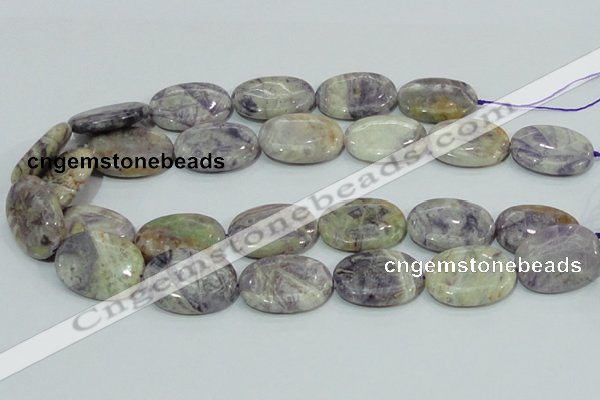 CFJ12 15.5 inches 13*18mm oval natural purple flower stone beads