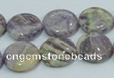 CFJ16 15.5 inches 16mm flat round natural purple flower stone beads