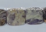 CFJ18 15.5 inches 25*25mm square natural purple flower stone beads