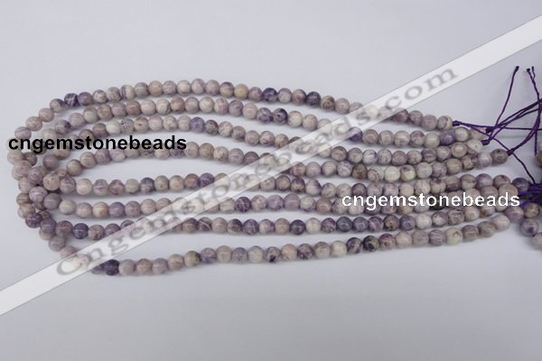 CFJ24 15.5 inches 6mm round natural purple flower stone beads