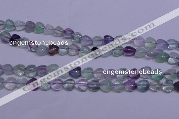 CFL1052 15 inches 10*10mm heart natural fluorite gemstone beads