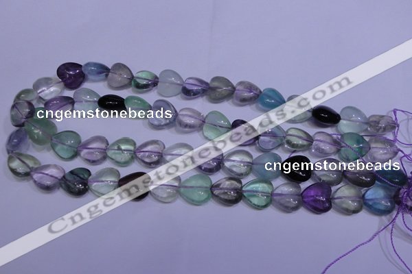 CFL1054 15 inches 14*14mm heart natural fluorite gemstone beads