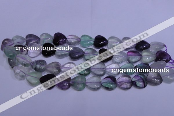 CFL1056 15 inches 18*18mm heart natural fluorite gemstone beads