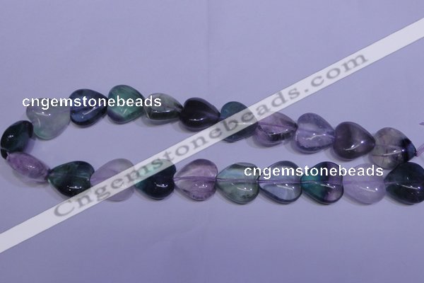 CFL1057 15 inches 20*20mm heart natural fluorite gemstone beads