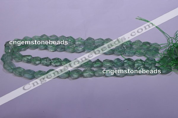 CFL1082 15 inches 9*12mm faceted nuggets green fluorite beads