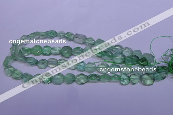 CFL1083 15 inches 10*13mm faceted nuggets green fluorite beads