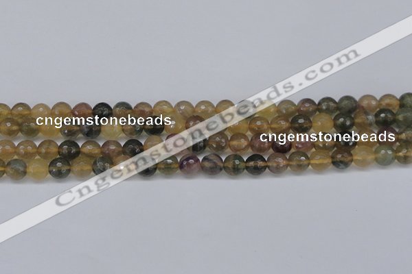 CFL1113 15.5 inches 10mm faceted round yellow fluorite gemstone beads