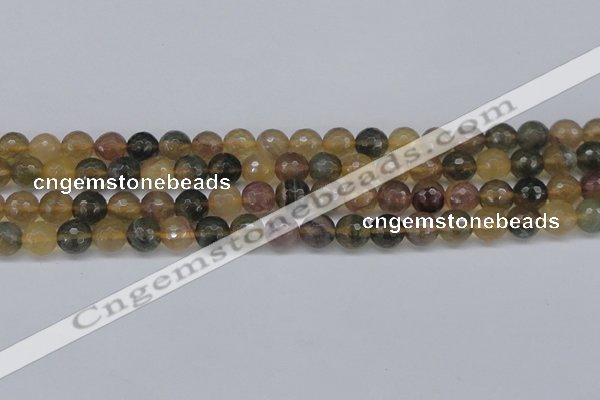 CFL1114 15.5 inches 12mm faceted round yellow fluorite gemstone beads