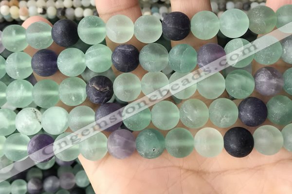 CFL1148 15.5 inches 10mm round matte fluorite beads wholesale