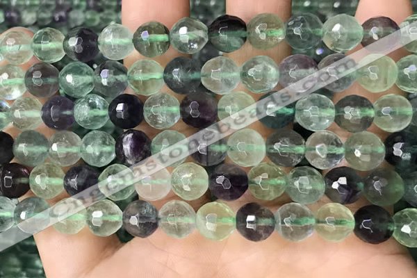 CLF1156 15.5 inches 8mm faceetd round fluorite gemstone beads