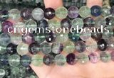 CLF1157 15.5 inches 10mm faceetd round fluorite gemstone beads