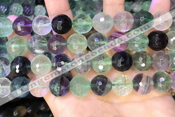 CLF1158 15.5 inches 12mm faceetd round fluorite gemstone beads