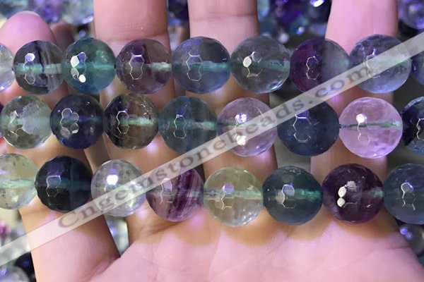 CLF1159 15.5 inches 14mm faceetd round fluorite gemstone beads