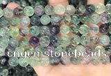 CLF1167 15.5 inches 8mm carved round fluorite gemstone beads