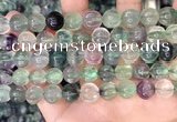 CLF1168 15.5 inches 10mm carved round fluorite gemstone beads