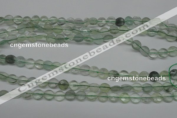 CFL131 15.5 inches 8mm faceted coin green fluorite beads