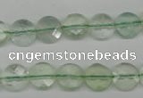 CFL132 15.5 inches 10mm faceted coin green fluorite beads