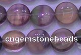 CFL1332 15.5 inches 12mm flat round purple fluorite gemstone beads