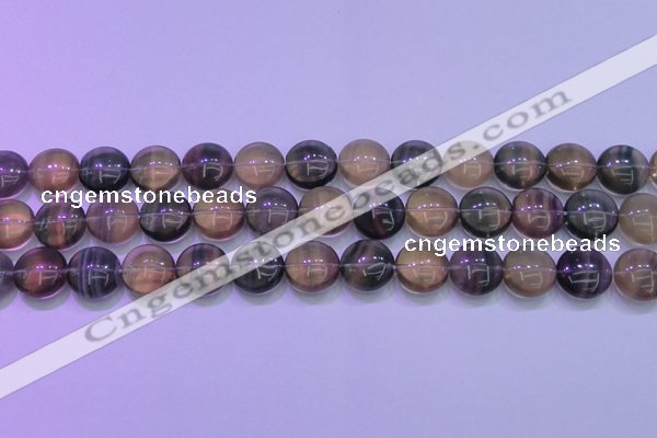 CFL1333 15.5 inches 14mm flat round purple fluorite gemstone beads