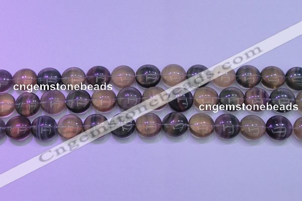 CFL1334 15.5 inches 15mm flat round purple fluorite gemstone beads