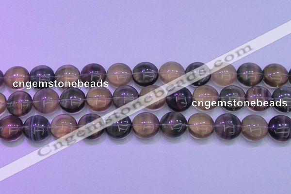 CFL1335 15.5 inches 16mm flat round purple fluorite gemstone beads