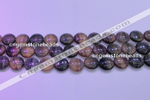 CFL1336 15.5 inches 18mm flat round purple fluorite gemstone beads