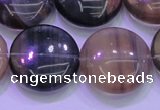 CFL1337 15.5 inches 20mm flat round purple fluorite gemstone beads