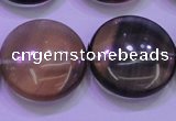 CFL1338 15.5 inches 25mm flat round purple fluorite gemstone beads