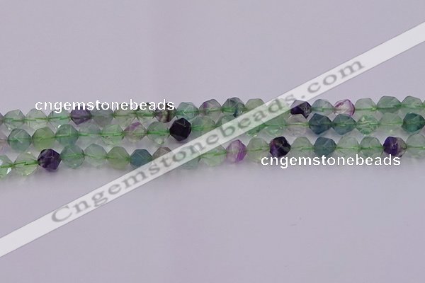 CFL1407 15.5 inches 8mm faceted nuggets fluorite gemstone beads